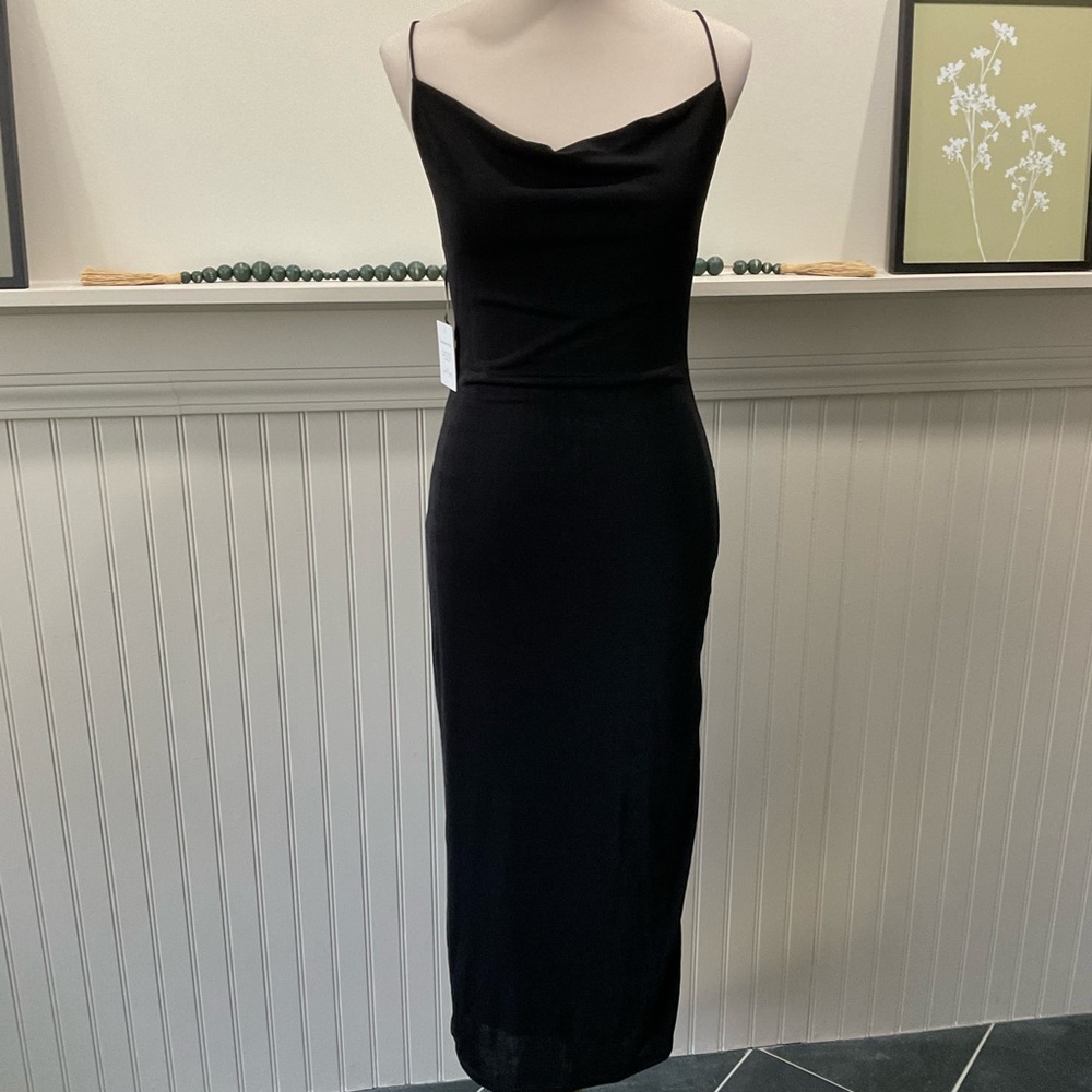 Petal & Pup Black Slip Dress NWT Size 10 Cowl Neck Strappy Back Midi - Picture 3 of 6